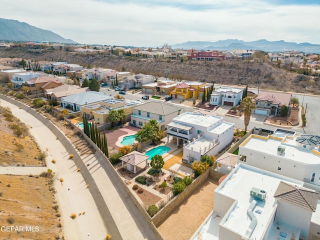 aerial view with a mountain view