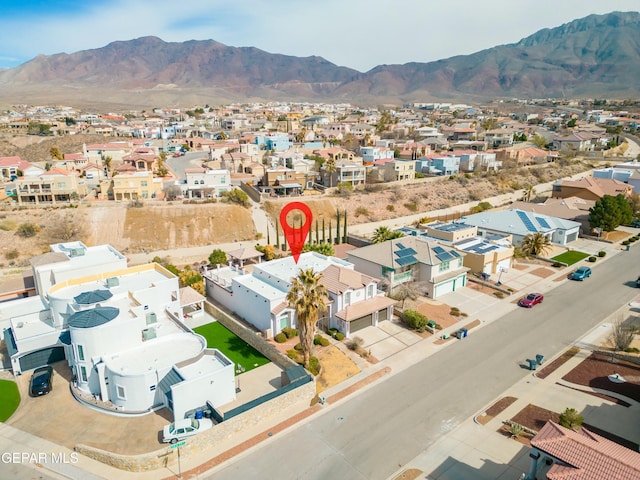 drone / aerial view with a mountain view