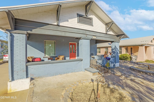 view of front facade featuring covered porch