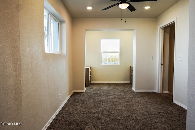 2406 Lebanon Rear, Rear, El Paso, TX 79930 - spare room featuring healthy amount of natural light, dark carpet, and a ceiling fan