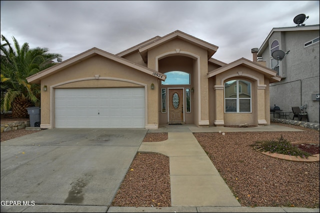 view of front of house with a garage