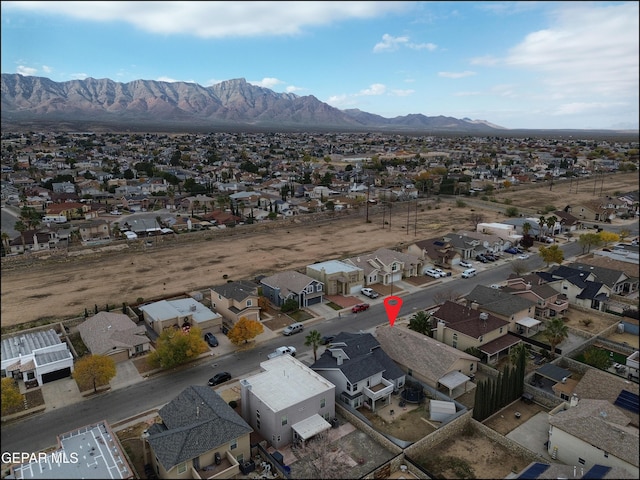 drone / aerial view with a mountain view