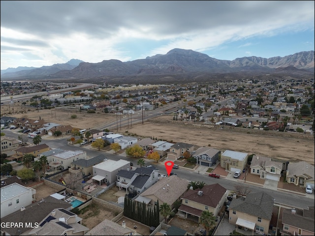 bird's eye view with a mountain view