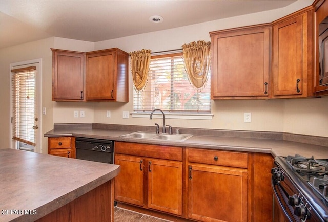 kitchen with black appliances and sink