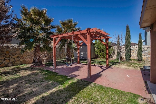 view of patio with a pergola