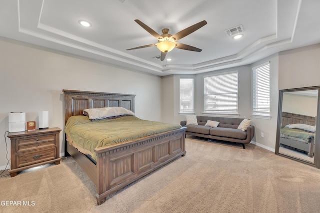 912 Crystal Deer Dr, El Paso, TX 79928 - bedroom featuring a raised ceiling, carpet floors, recessed lighting, and ceiling fan