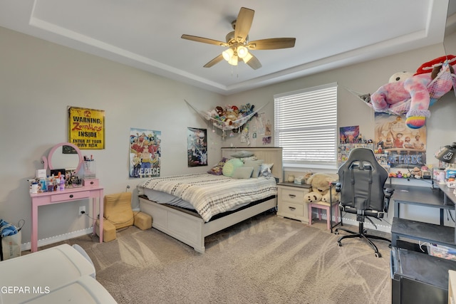 912 Crystal Deer Dr, El Paso, TX 79928 - carpeted bedroom with ceiling fan and a raised ceiling
