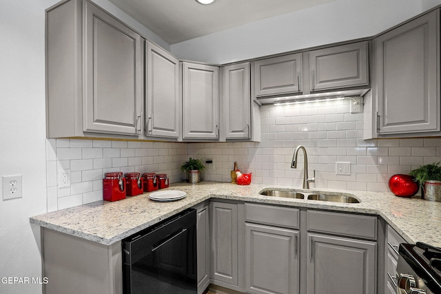 kitchen with gray cabinets and sink