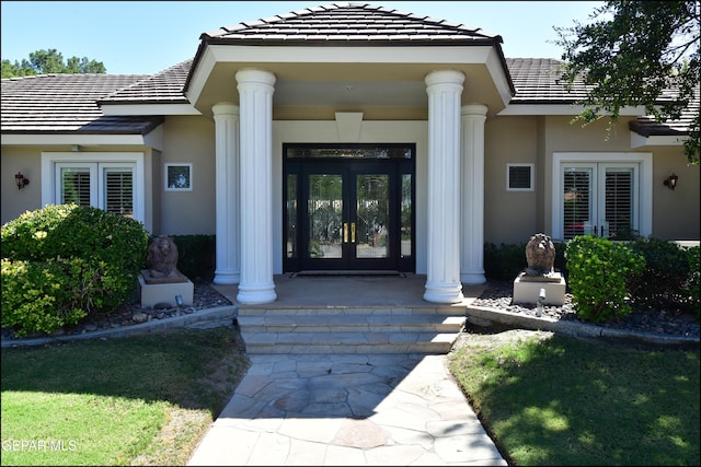 view of exterior entry with french doors