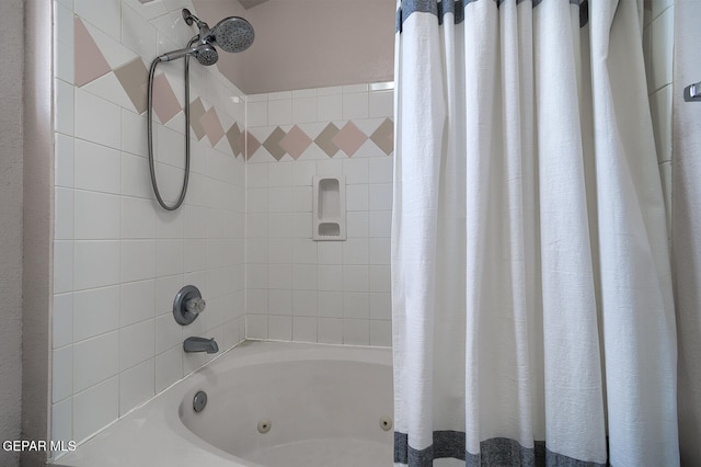 bathroom featuring shower / bathtub combination with curtain