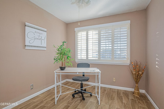 home office featuring wood-type flooring