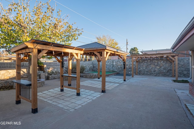 view of patio with a gazebo