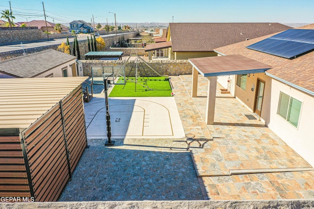 exterior space featuring a playground