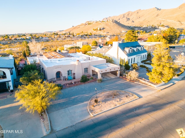 drone / aerial view with a mountain view