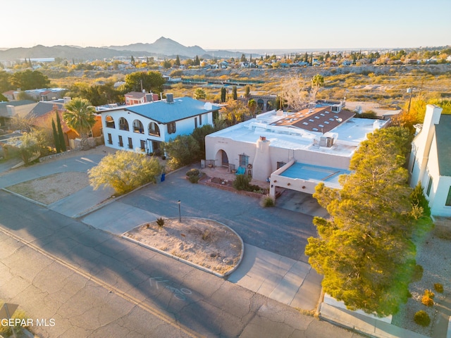 drone / aerial view with a mountain view