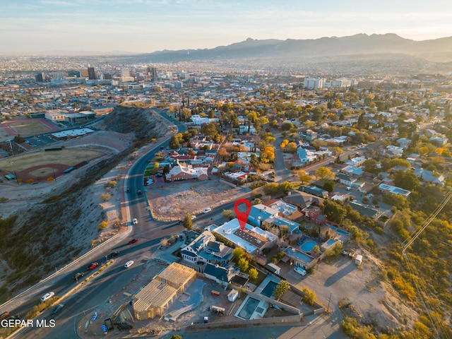 bird's eye view featuring a mountain view