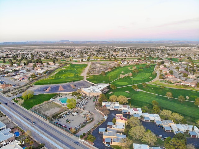 view of aerial view at dusk