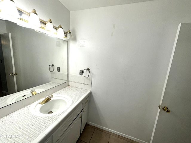 bathroom with vanity and tile patterned floors