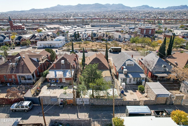 bird's eye view with a mountain view