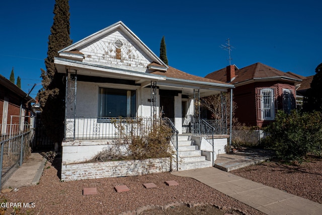 view of front facade featuring covered porch