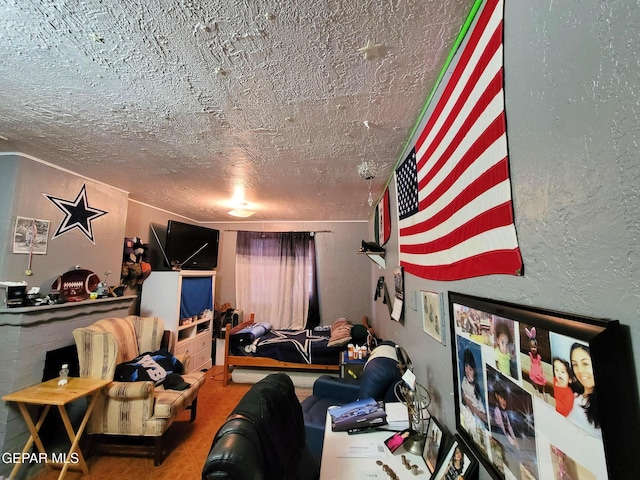 interior space featuring a textured ceiling