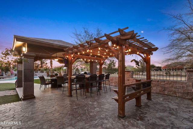 11179 Leo Collins Dr, El Paso, TX 79936 - surrounding community with a pergola, a swimming pool, a patio, and outdoor dining area