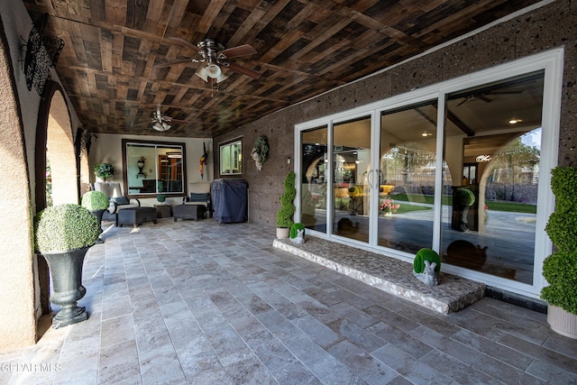 11179 Leo Collins Dr, El Paso, TX 79936 - view of patio with ceiling fan and an outdoor hangout area