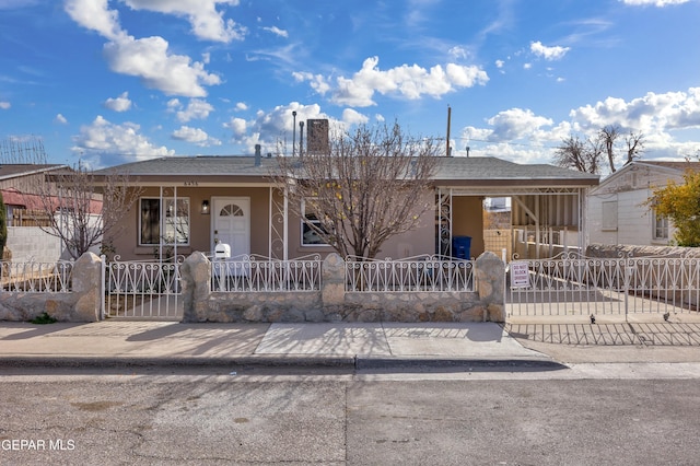 view of single story home