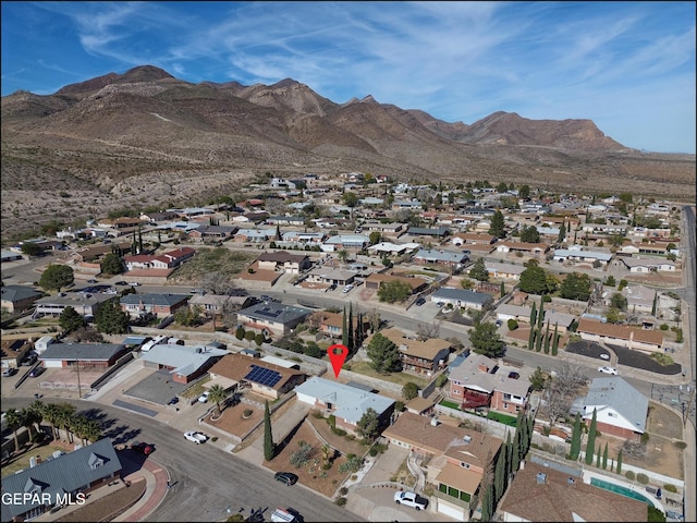 aerial view with a mountain view