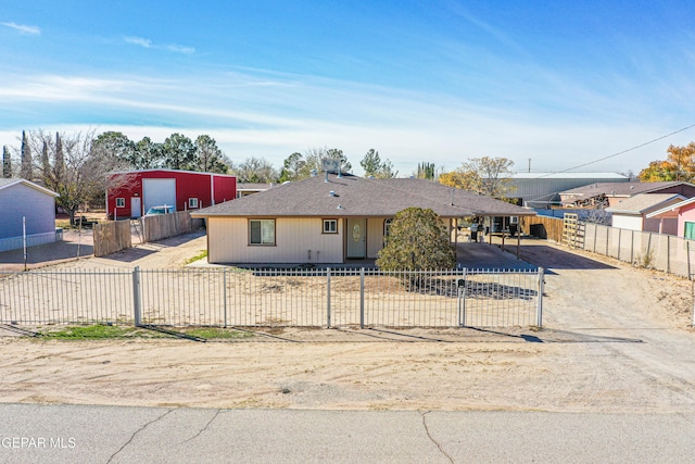 view of single story home