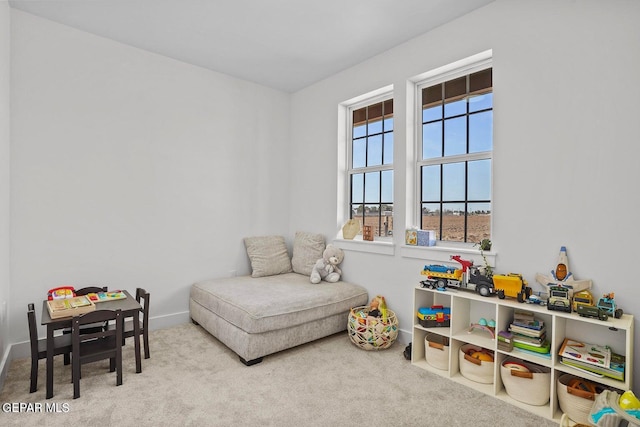 playroom featuring a healthy amount of sunlight and light carpet