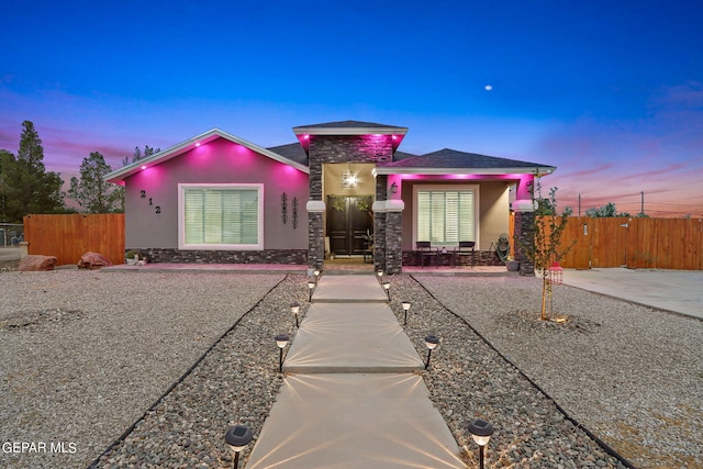 view of front facade with a patio