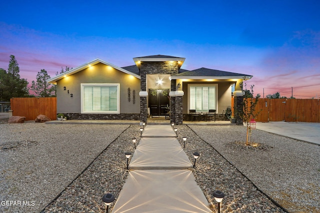 view of front of home featuring a patio