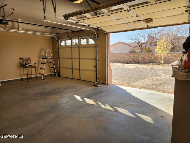 garage with a garage door opener