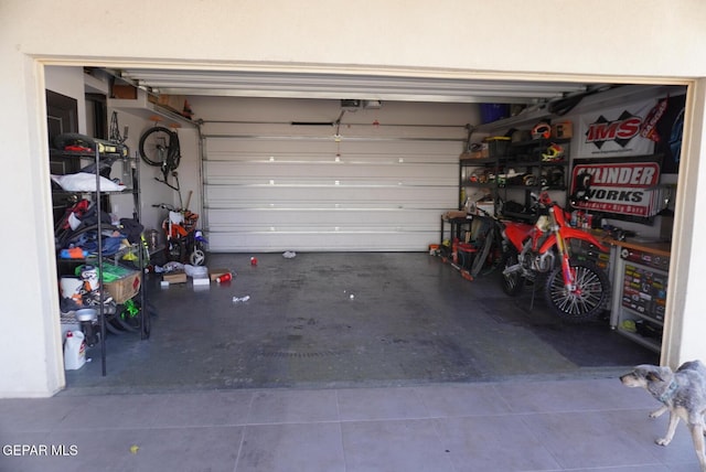 garage with a garage door opener