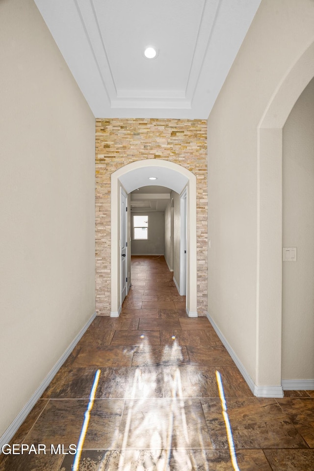 hallway featuring dark hardwood / wood-style flooring