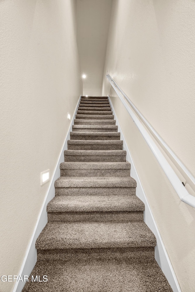 stairway with carpet flooring