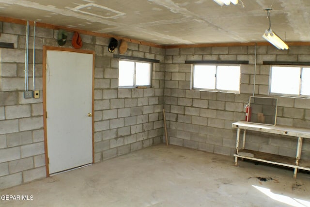 basement with a healthy amount of sunlight