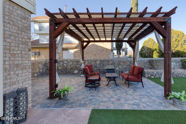 view of patio / terrace featuring a pergola