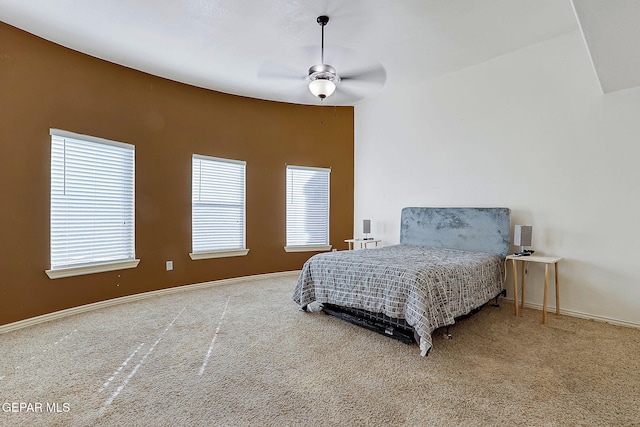 bedroom with carpet flooring and ceiling fan