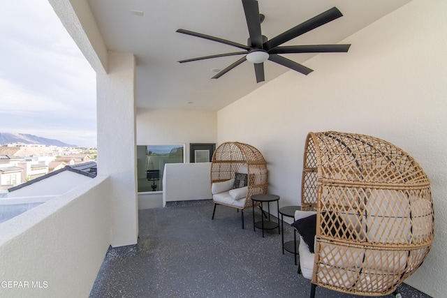 balcony featuring a mountain view