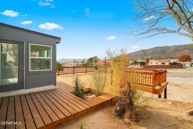 deck with a mountain view