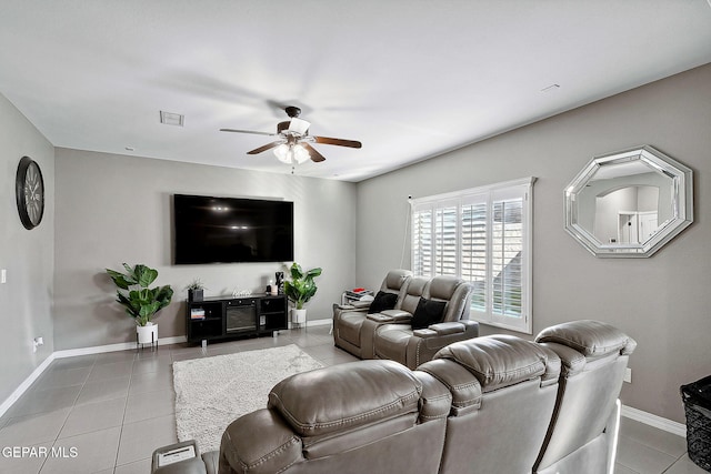 7828 Enchanted View Dr, El Paso, TX 79911 - tiled living area featuring a ceiling fan and baseboards