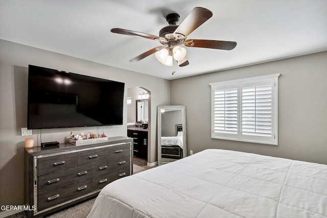 7828 Enchanted View Dr, El Paso, TX 79911 - bedroom featuring arched walkways and a ceiling fan