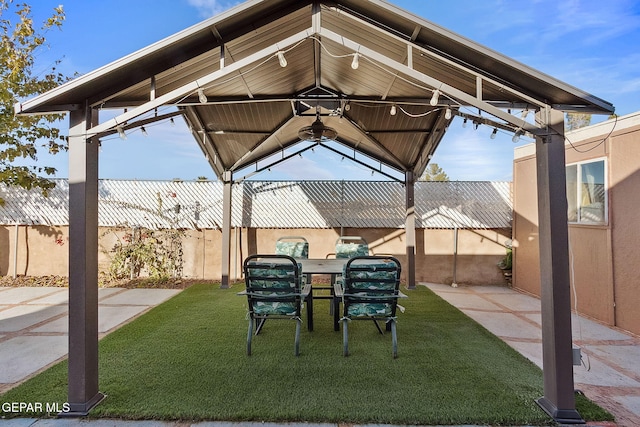 view of patio featuring a gazebo