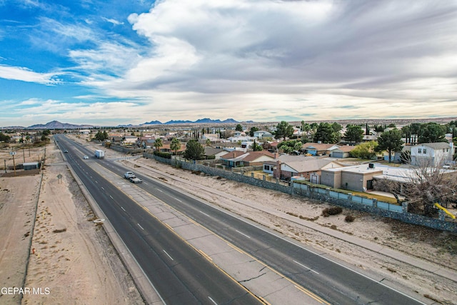 drone / aerial view with a mountain view