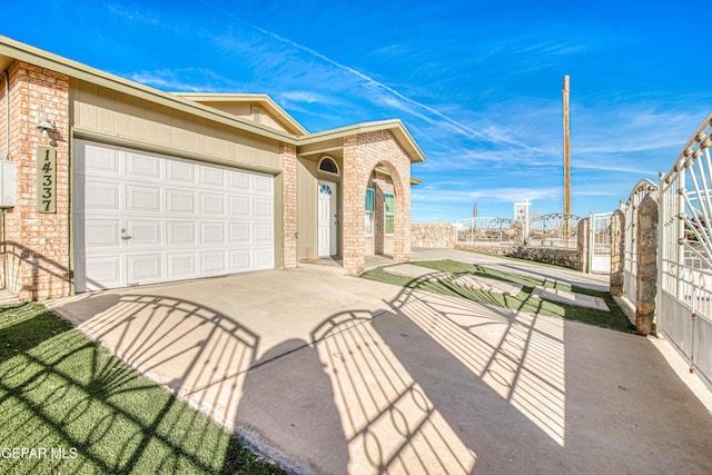 exterior space featuring a garage