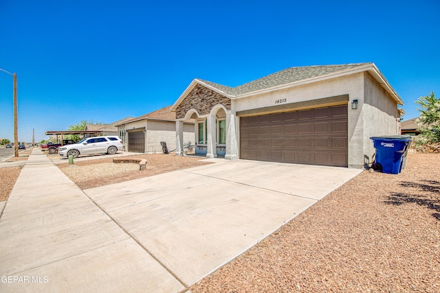 view of front of house with a garage