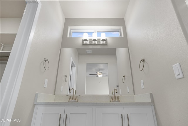 bathroom with vanity and ceiling fan