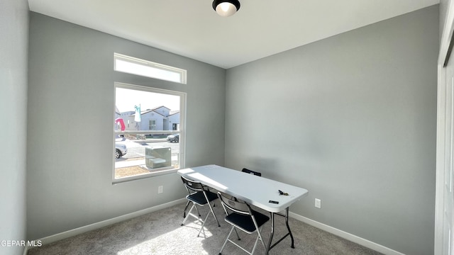 view of carpeted home office